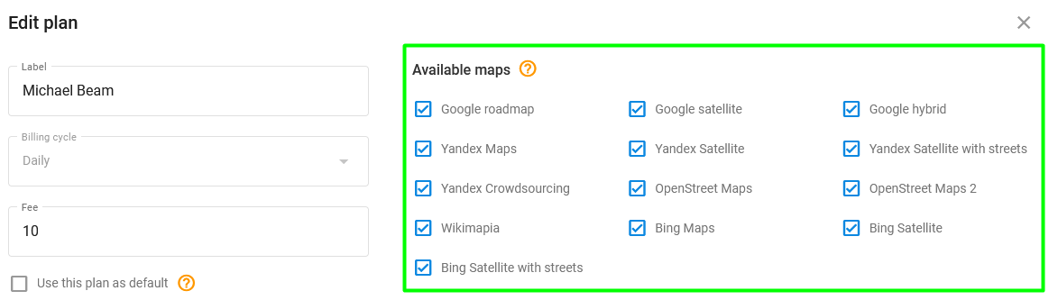 Map checkboxes
